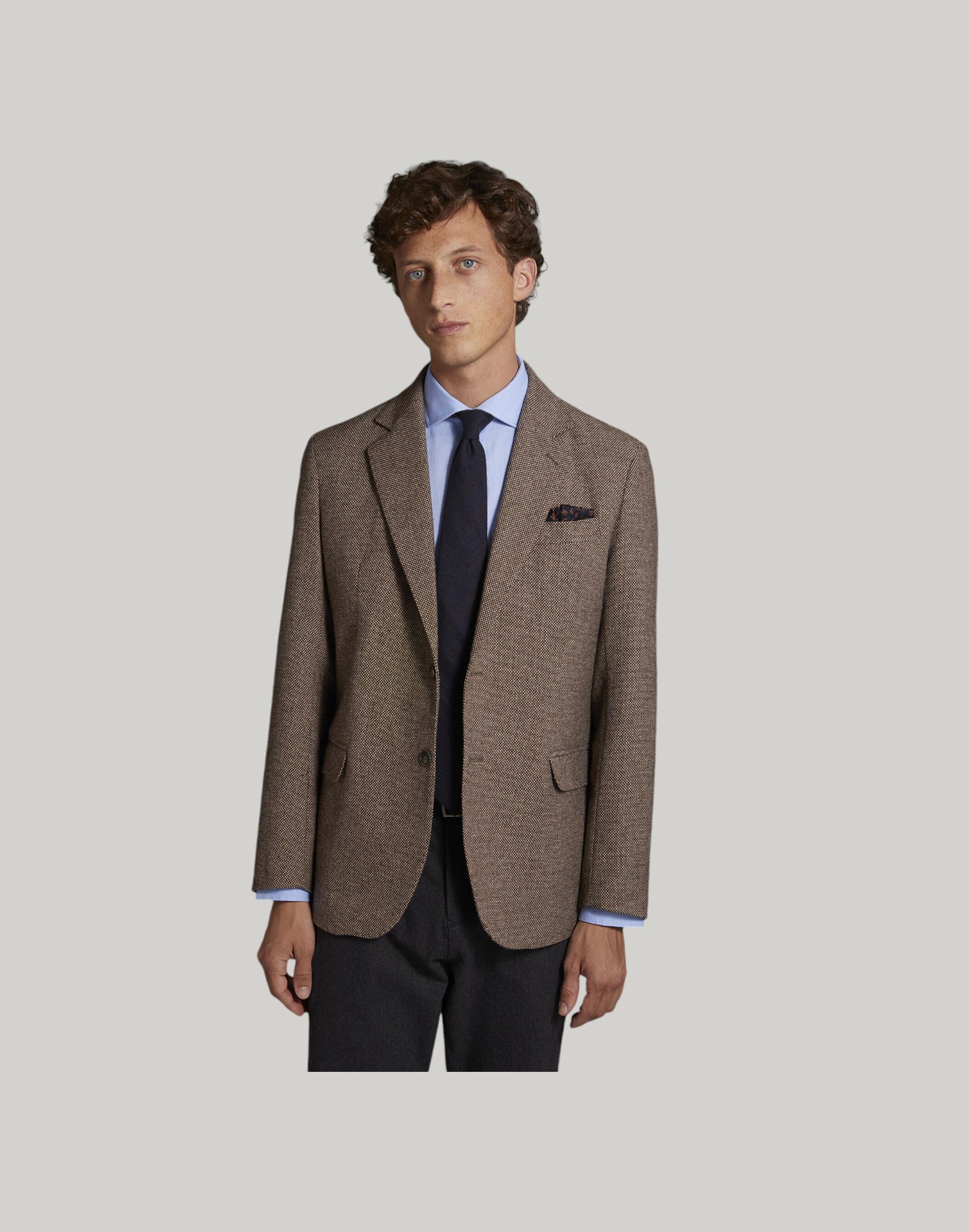 Jacket With Flap Pockets In Wool Blend Made In Italy