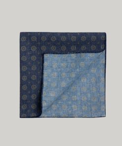 Linen Blend Pochette Fancy Design Blue