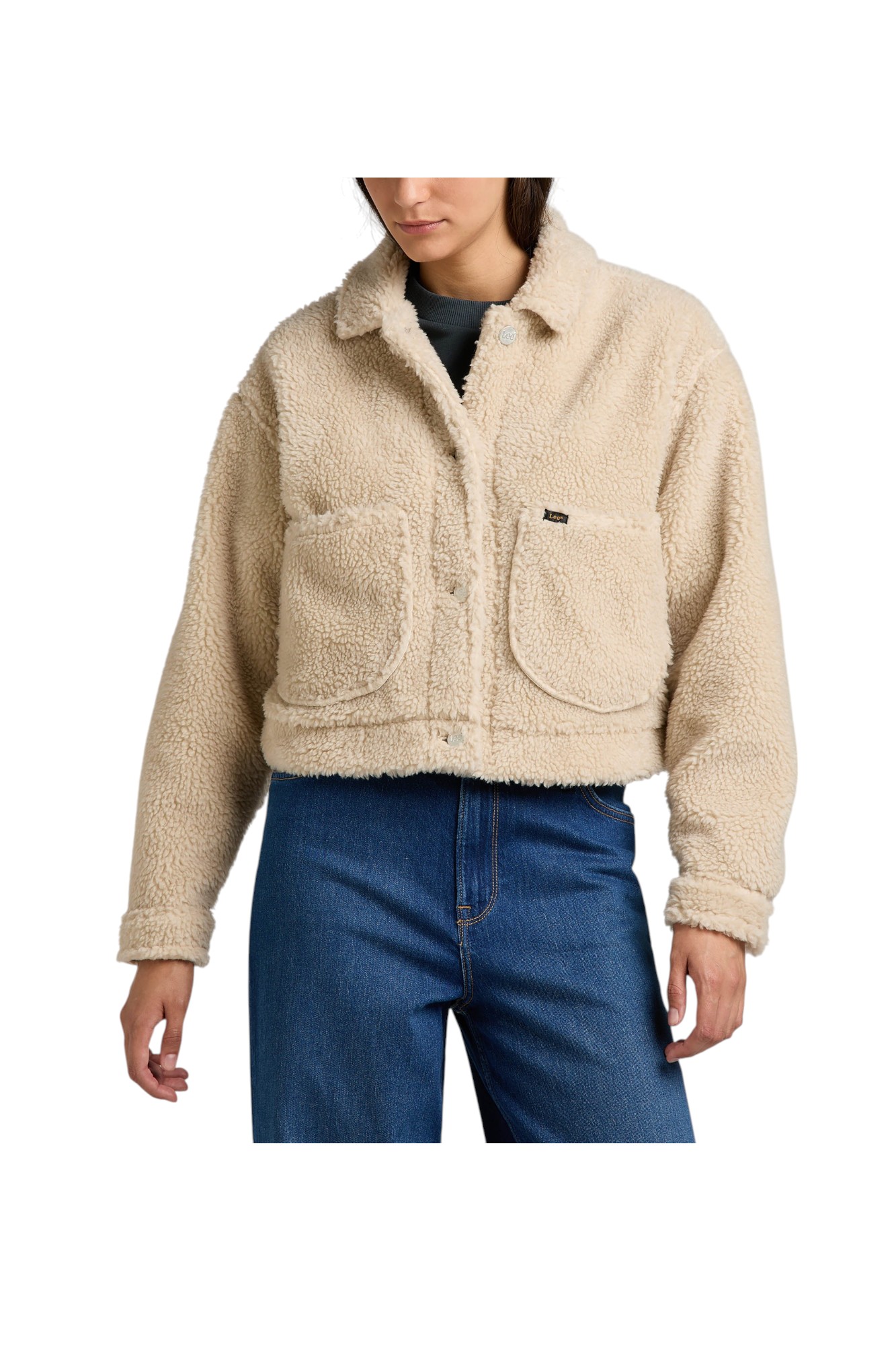 Cropped Sherpa Jacket Ecru