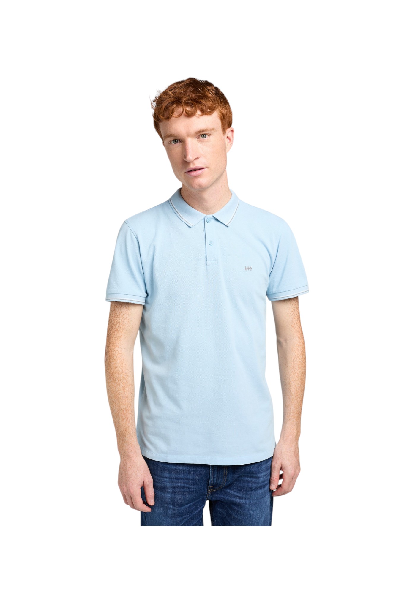 Pique Polo Heather Blue Sky