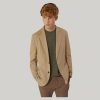 Single breasted cotton linen jacket with patch pocket