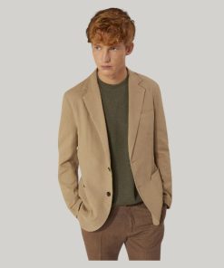 Single breasted cotton linen jacket with patch pocket
