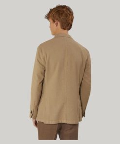 Single breasted cotton linen jacket with patch pocket