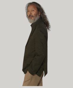 Single breasted linen blend jacket with flap pocket