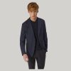 Single breasted cotton linen jacket with patch pocket Denim