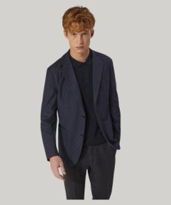 Single breasted cotton linen jacket with patch pocket Denim