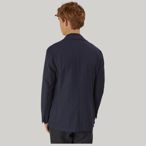 Single breasted cotton linen jacket with patch pocket Denim