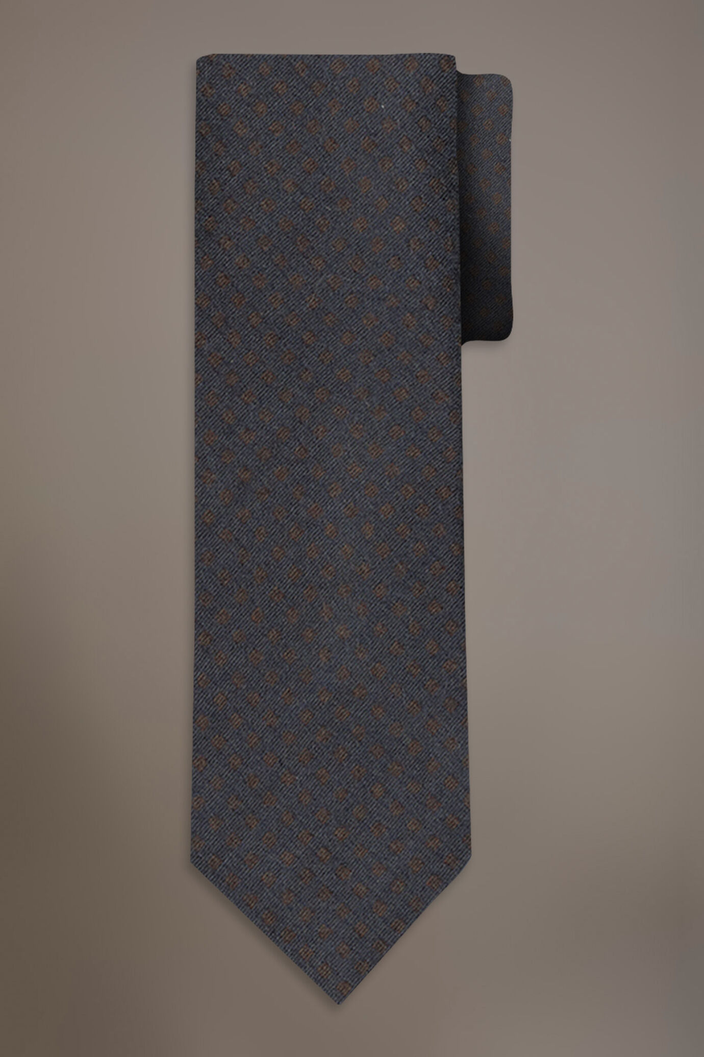 Brushed effect wool blend tie pois fancy