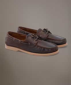 Leather boat shoes 100% aged leather with rubber sole