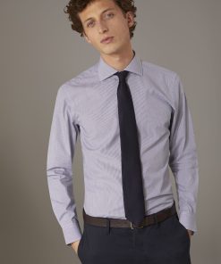 Classic shirt with french collar slim fit yarn dyed thin stripes