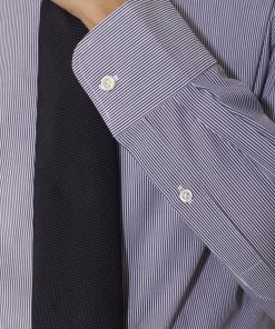 Classic shirt with french collar slim fit yarn dyed thin stripes
