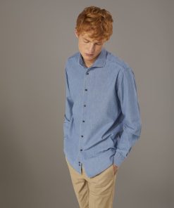 Casual shirt french,collar comfort fit chambray fabric
