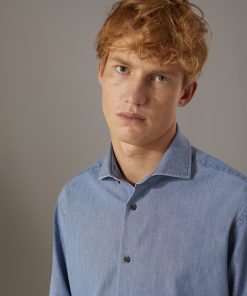 Casual shirt french,collar comfort fit chambray fabric