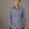 Classic washed shirt with French collar comfort fit jersey fabric