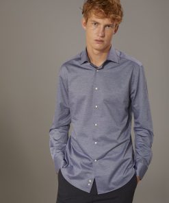 Classic washed shirt with French collar comfort fit jersey fabric