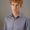 Classic washed shirt with French collar comfort fit jersey fabric