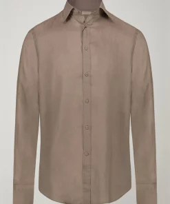 Mens casual shirt classic collar 100% linen comfort fi