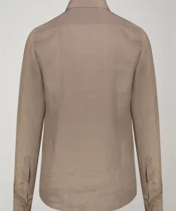 Mens casual shirt classic collar 100% linen comfort fi