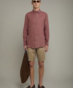 Mens casual shirt classic collar 100% linen ,comfort fit