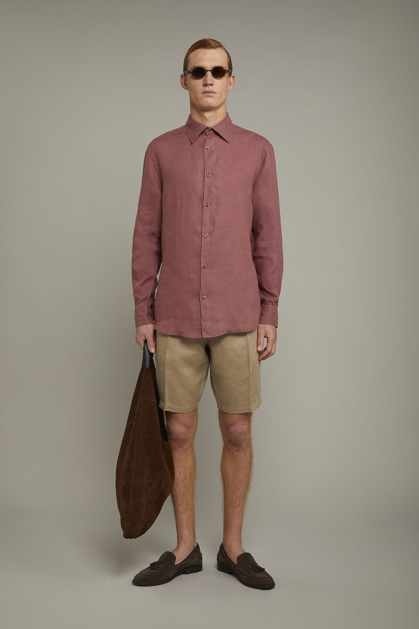 Mens casual shirt classic collar 100% linen ,comfort fit