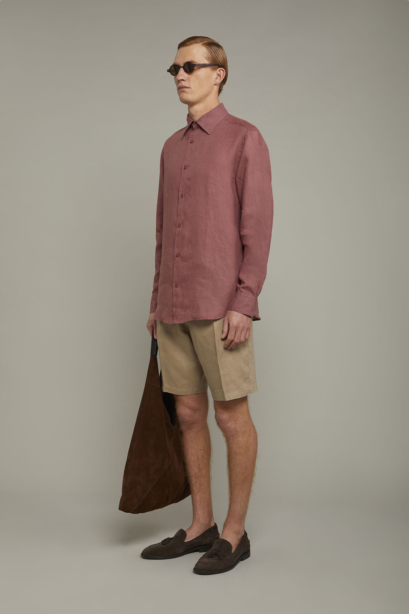 Mens casual shirt classic collar 100% linen ,comfort fit