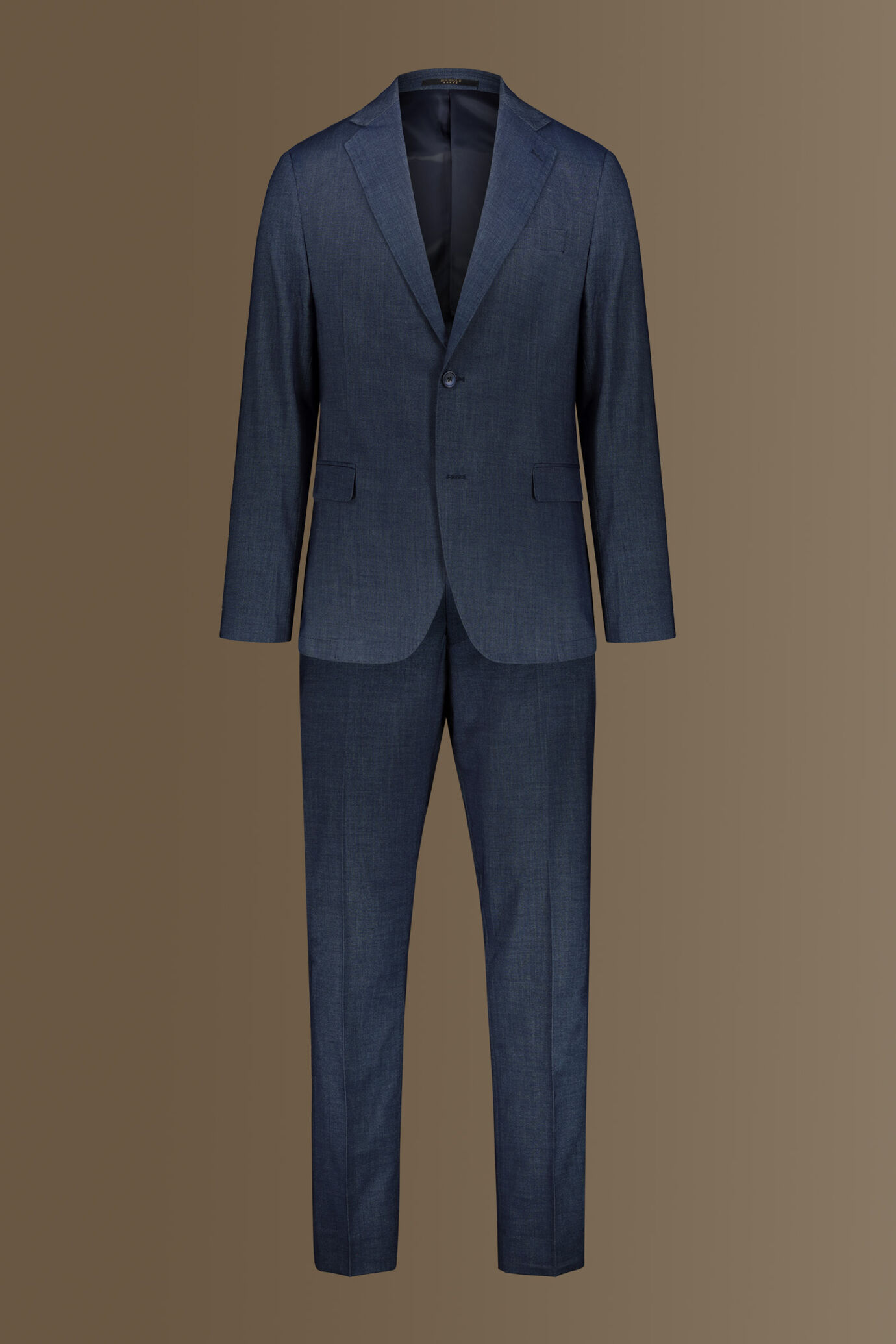 Single breasted suit flat trousers denim fabric effect