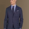 Single breasted suit flat trousers denim fabric effect