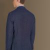 Single breasted suit flat trousers denim fabric effect