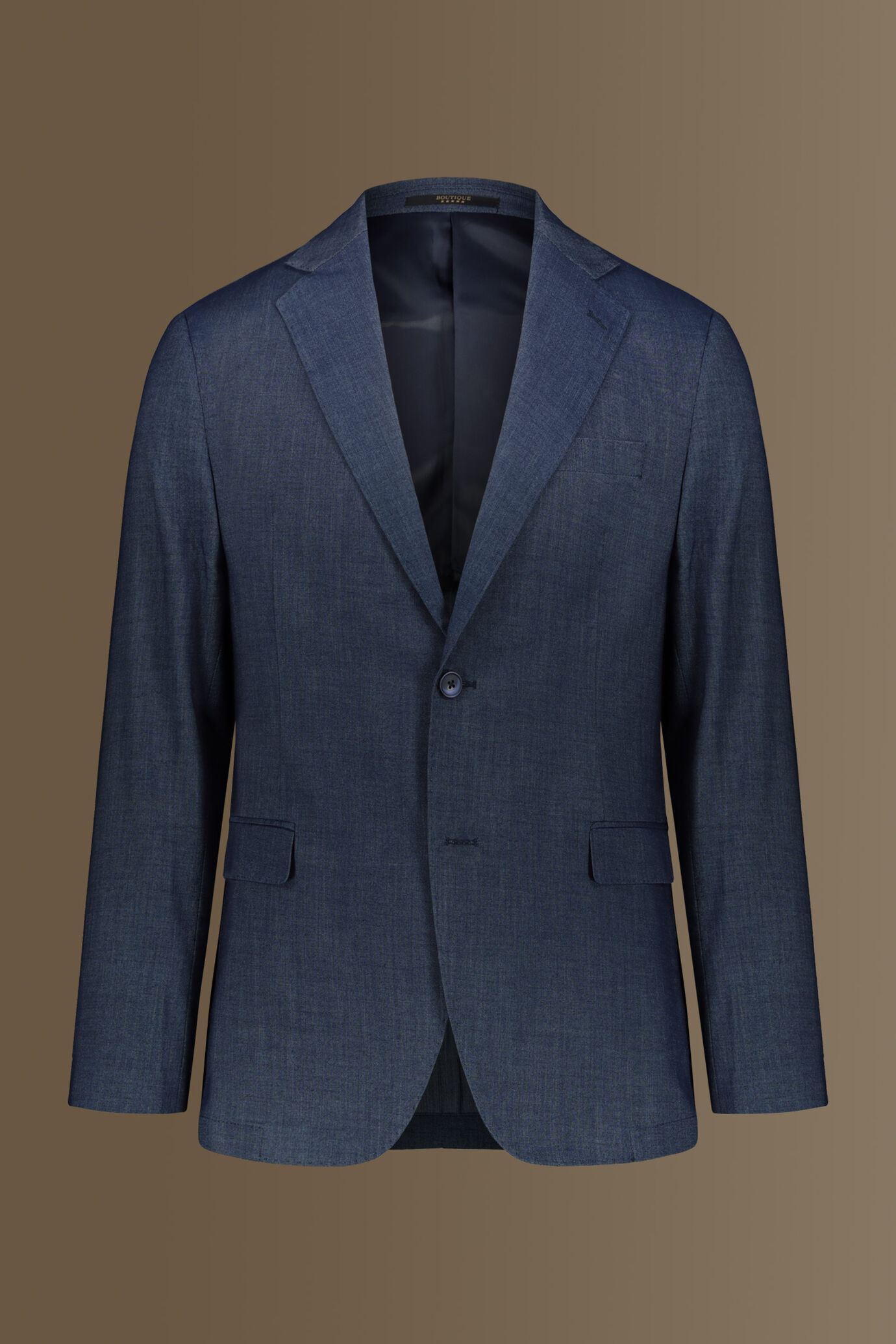 Single breasted suit flat trousers denim fabric effect