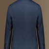 Single breasted suit flat trousers denim fabric effect