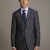 Single breasted suit flat trousers herringbone fabric