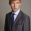 Single breasted suit flat trousers herringbone fabric