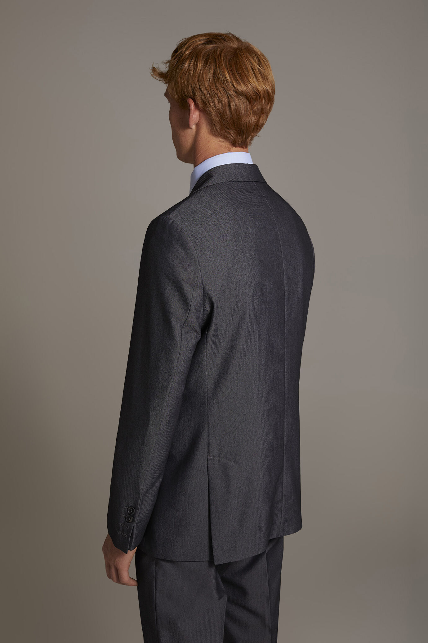 Single breasted suit flat trousers herringbone fabric