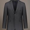 Single breasted suit flat trousers herringbone fabric