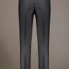 Single breasted suit flat trousers herringbone fabric