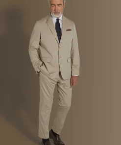 Single breasted suit flat trousers cotton blend fabric solid colour made in italy