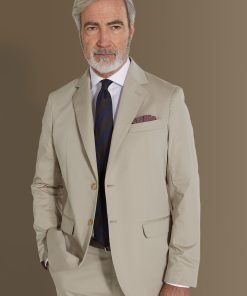 Single breasted suit flat trousers cotton blend fabric solid colour made in italy