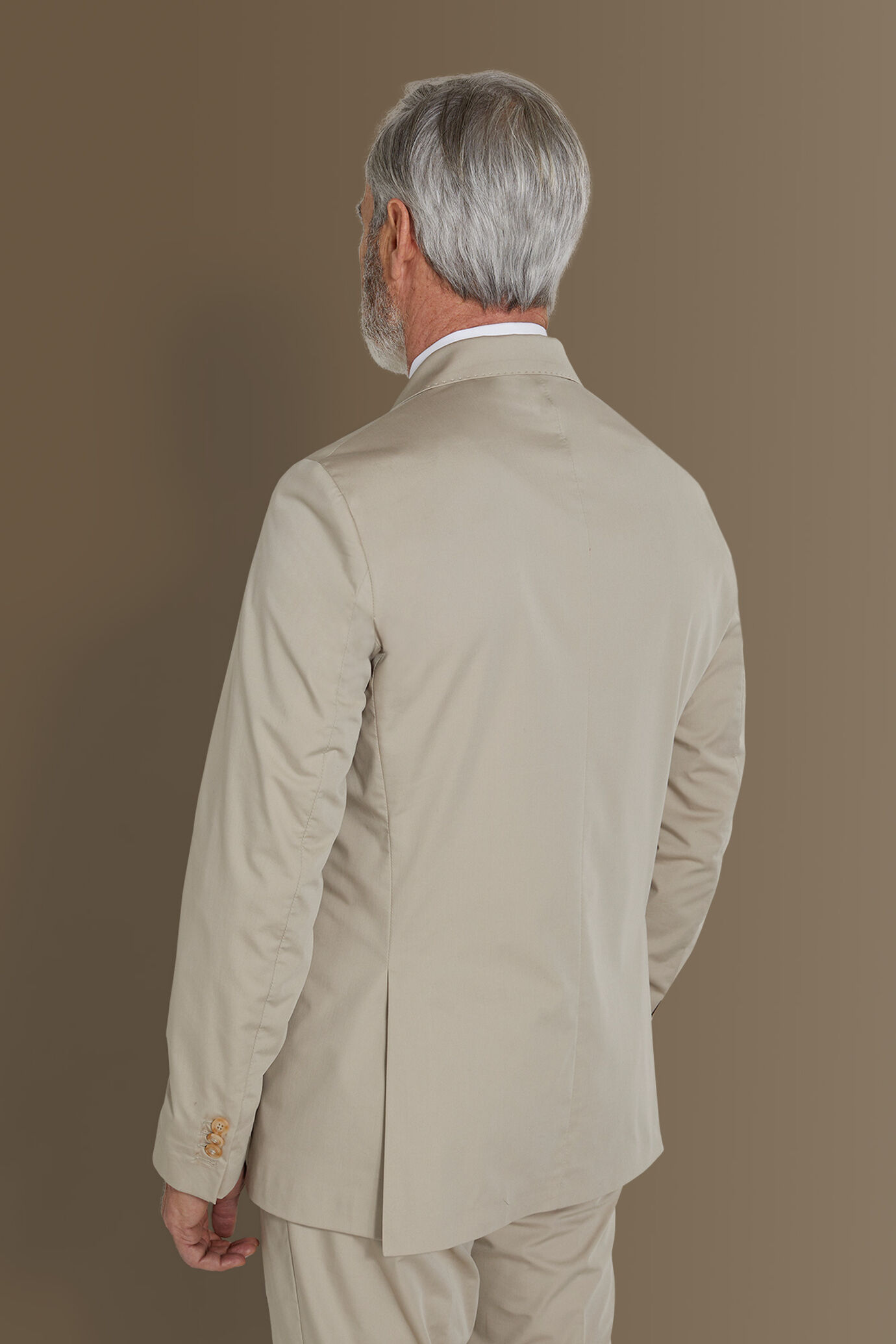Single breasted suit flat trousers cotton blend fabric solid colour made in italy