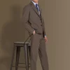 Single breasted suit flat trousers 100% linen made in italy