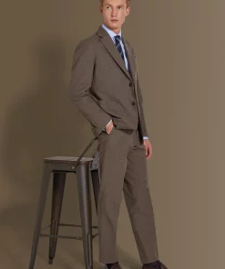 Single breasted suit flat trousers 100% linen made in italy