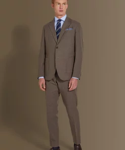 Single breasted suit flat trousers 100% linen made in italy