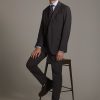 Regular fit single-breasted suit in micro pied de poule fabric