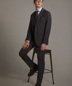 Regular fit single-breasted suit in micro pied de poule fabric