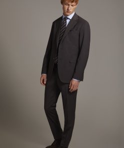 Regular fit single-breasted suit in micro pied de poule fabric