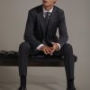 Regular fit single-breasted suit in microcheck fabric