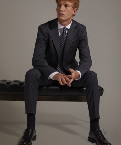 Regular fit single-breasted suit in microcheck fabric
