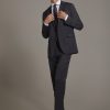 Regular fit single-breasted suit in microcheck fabric