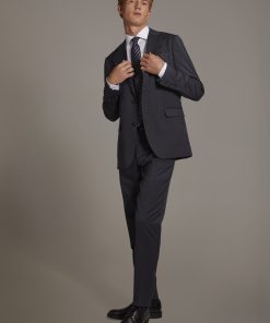 Regular fit single-breasted suit in microcheck fabric