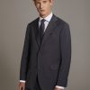 Regular fit single-breasted suit in microcheck fabric