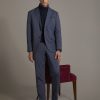 Regular fit single-breasted suit in solid colour jersey fabric